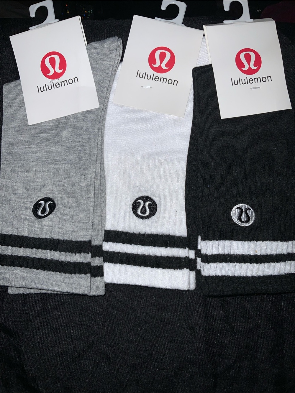 lululemon athletica Men’s Athletic Crew Socks — Black, White, Gray